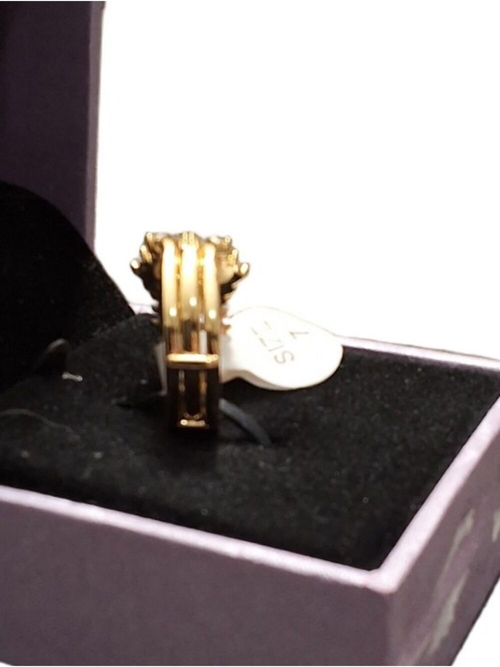 Aura Accessories Engagement Bridal Gold Rhinestone Statement Ring Size 7 NWT - Picture 4 of 5